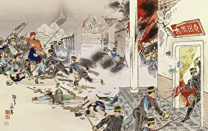 中国の壁画　戦時のもの　人物図　貴重品 古美術 AK1824A1-4 中国美術 油絵【人物画】額装 壁掛 絵画 色絵 民国 古美術