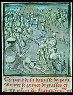 Froissart Collection: Battle of Poitiers, depicting the Prince of Wales and King Jean of France, 1356