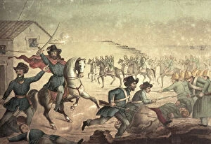 Field Sports Gallery: The Battle of Sant Antonio, Uruguay, in 1846 (colour litho)