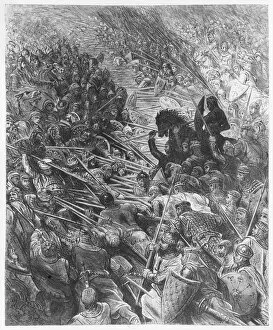 Battle scene, illustration from Orlando Furioso by Ludovico Ariosto (1474-1533)
