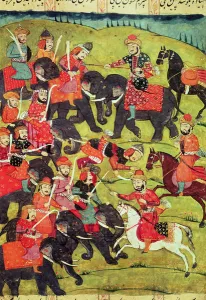 A Battle Scene, from the Shahnama (Book of Kings) by Abu'l-Qasim Manur Firdawsi (c A Battle Scene, from the Shahnama (Book of Kings) by Abu'l-Qasim Manur Firdawsi (c