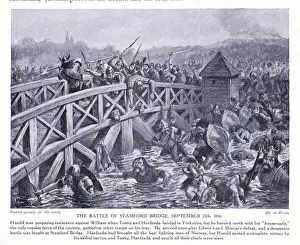 The battle of Stamford Bridge AD1066, 1920's (litho) The battle of Stamford Bridge AD1066, 1920's (litho)