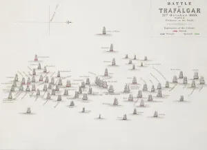 The Battle of Trafalgar, 21st October 1805, Positions in the Battle, c.1830s (engraving) The Battle of Trafalgar, 21st October 1805, Positions in the Battle, c.1830s (engraving)