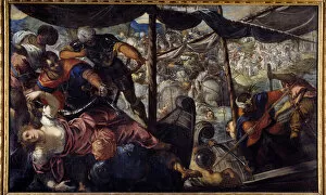 Battle between Turks and Christians. Jacopo Robusti Tintoretto dit Le tintoret (1518-1594), 16th century. Oil on canvas