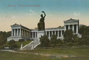 Monaco Gallery: Bavaria statue and Ruhmeshalle, Munich. Postcard sent in 1913