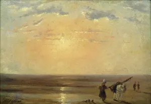 The Beach at Trouville with Setting Sun (oil on panel) The Beach at Trouville with Setting Sun (oil on panel)