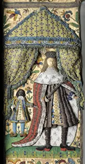 Beadwork Mirror, c. 1672-79 (silk, metal and leather threads with glass beads) Beadwork Mirror, c. 1672-79 (silk, metal and leather threads with glass beads)