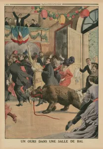 A Bear in a ballroom, back cover illustration from Le Petit Journal, supplement illustre A Bear in a ballroom, back cover illustration from Le Petit Journal, supplement illustre