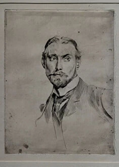 Papers Gallery: Bearded Man (Portrait of the painter Lawrence A.P. Harrison), 1902 (drypoint on paper)