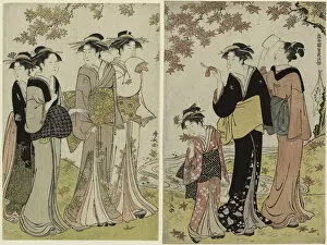 Beauties Under a Maple Tree, from the series 'A Collection of Contemporary Beauties of the Pleasure Quarters