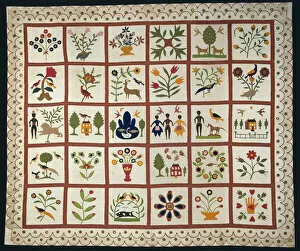 Bedcover known as Album Quilt, 1854 (cotton)