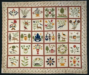 Bedcover known as Album Quilt, 1854 (cotton) Bedcover known as Album Quilt, 1854 (cotton)
