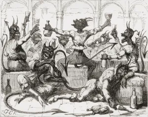 While Beelzebubs tying huge knots in his tale, illustration after While Beelzebubs tying huge knots in his tale, illustration after