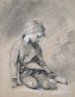Impoverished Gallery: Beggar Boy, about 1780 (black chalk and stump, heightened with white, on pale buff paper)