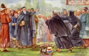 Beginnings of Oxford University, 1110, Oxford Pageant, 1907 (colour litho) Beginnings of Oxford University, 1110, Oxford Pageant, 1907 (colour litho)