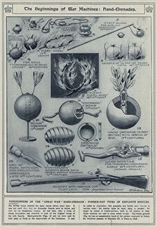 The beginnings of war machines, hand-grenades, forerunners of the 'Great War' hand-grenade