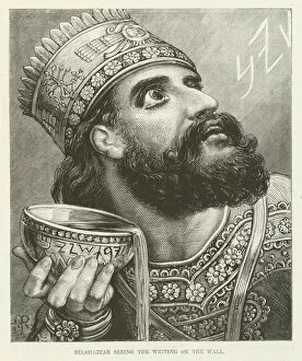 Belshazzar seeing the writing on the wall (engraving)