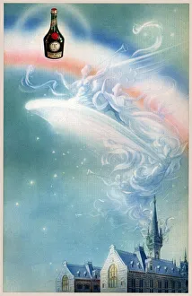 Benedictine liqueur. (Illustration, circa 1930) Benedictine liqueur. (Illustration, circa 1930)