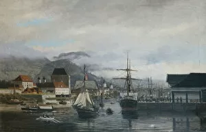 Bergen harbour, Tollboden, 1880