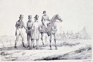 Bet on the edge of the racefield with a jockey on horseback - lithography, deb Bet on the edge of the racefield with a jockey on horseback - lithography, deb