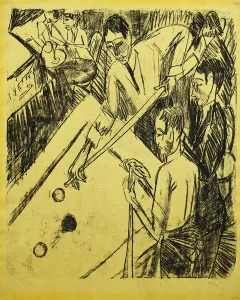 Billiard Player; Billardspieler, 1915 (lithograph on canary-yellow wove paper) Billiard Player; Billardspieler, 1915 (lithograph on canary-yellow wove paper)