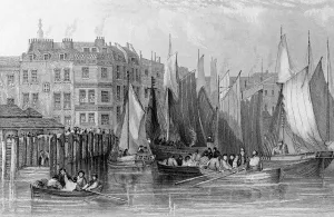 Billingsgate, illustration in 'History of London: Illustrated by views of London Billingsgate, illustration in 'History of London: Illustrated by views of London