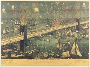 Pyrotechnics Gallery: Bird s-Eye View of the Great New York and Brooklyn Bridge