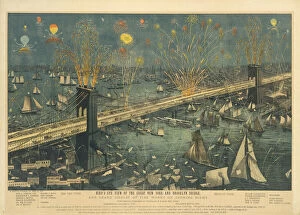 Pyrotechnics Gallery: Bird s-Eye View of the Great New York and Brooklyn Bridge