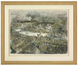 Bird's Eye View of London as seen from a balloon, 1884 (hand-coloured engraving) Bird's Eye View of London as seen from a balloon, 1884 (hand-coloured engraving)
