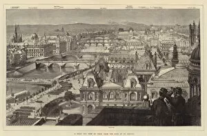 Letoile Gallery: A Birds Eye View of Paris from the Roof of St Gervais (engraving)