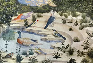 Birds around a pond, detail from the Journey of the Magi cycle in the chapel, c