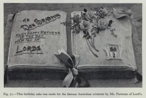 This birthday cake was made for the famous Australian cricketer by Mr Portman of Lord' This birthday cake was made for the famous Australian cricketer by Mr Portman of Lord'
