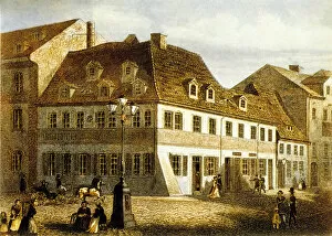 Female Musician Gallery: Birthplace of Composer Robert Schumann in Zwikau, Saxony (colour engraving)