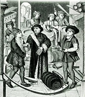 Tax Collector Gallery: The Bishop of Tournai receiving the Tithe of Beer granted by King Chilperic