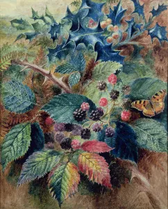 Blackberries and Holly with a Butterfly Blackberries and Holly with a Butterfly