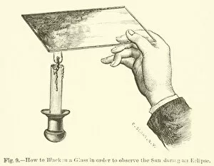 How to Blacken a Glass in order to observe the Sun during an Eclipse (engraving)