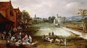 Artist Flemish Gallery: A Bleaching Ground, (oil on panel)