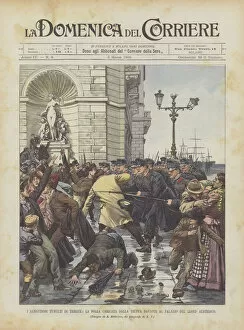 The Bloody Riots Of Trieste, The Crowd Charged By The Troop In Front Of The Austrian Lloyd Palace (Colour Litho)