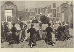 Blue-Coat Boys showing their Drawings to the Queen at Buckingham Palace (engraving) Blue-Coat Boys showing their Drawings to the Queen at Buckingham Palace (engraving)