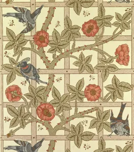 Blue and orange trellis wallpaper design, 1864 Blue and orange trellis wallpaper design, 1864