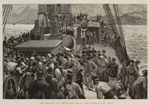 Sea Travel Gallery: On Board an Emigrant Ship, the Breakfast Bell (engraving)