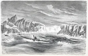 Boat journeys with canoes, pub. London 1874 (woodcut) Boat journeys with canoes, pub. London 1874 (woodcut)