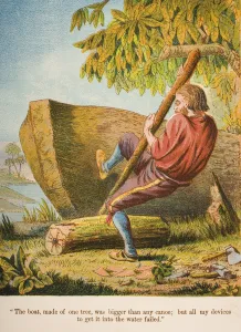 The boat, made of one tree, was bigger than any canoe; but all my devices to The boat, made of one tree, was bigger than any canoe; but all my devices to