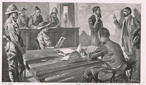 Boer swearing neutrality in the courthouse at Ventersdorp, after delivering his rifle Boer swearing neutrality in the courthouse at Ventersdorp, after delivering his rifle