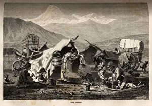 Bohemian camp. Engraving to illustrate the voyage in the provinces of the Caucasus Bohemian camp. Engraving to illustrate the voyage in the provinces of the Caucasus