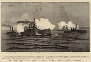 The Bombardment of Matanzas Forts by the United States Cruisers (engraving) The Bombardment of Matanzas Forts by the United States Cruisers (engraving)