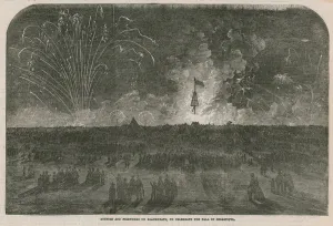 Bonfire and fireworks on Blackheath (engraving) Bonfire and fireworks on Blackheath (engraving)