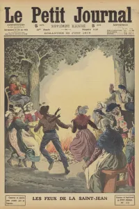 Bonfires in Brittany to celebrate the day of the birth of St John the Baptist (colour litho) Bonfires in Brittany to celebrate the day of the birth of St John the Baptist (colour litho)
