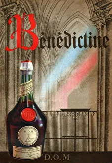 Bottle of Benedictine. (Illustration, circa 1930) Bottle of Benedictine. (Illustration, circa 1930)