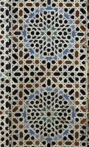 Bou Inania Madrasa, zellij tilework, c14th (ceramic) Bou Inania Madrasa, zellij tilework, c14th (ceramic)